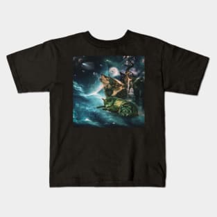 Awesome wolf in the moonlight Kids T-Shirt